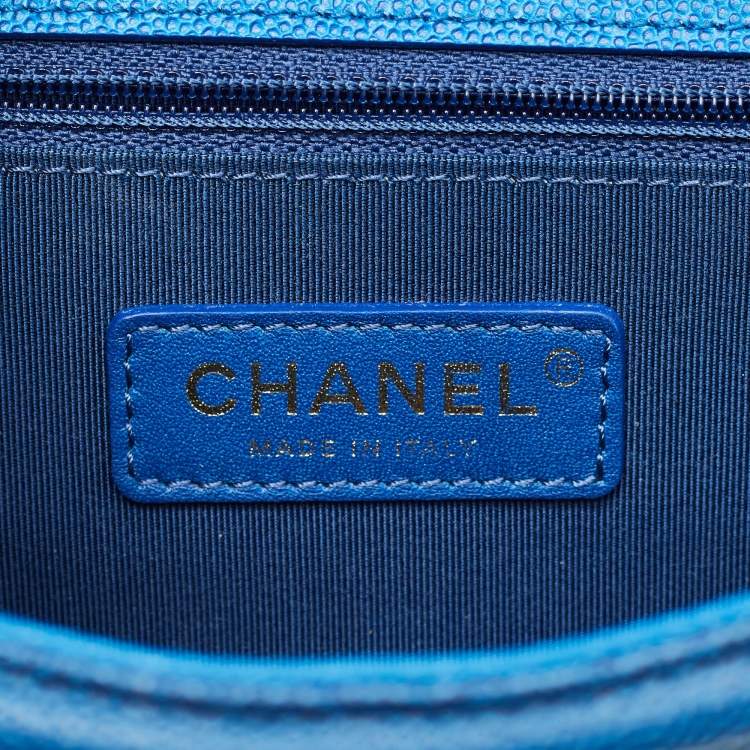 Pre Owned Chanel Sunset on the Sea Small Blue Quilted Caviar Leather Bag