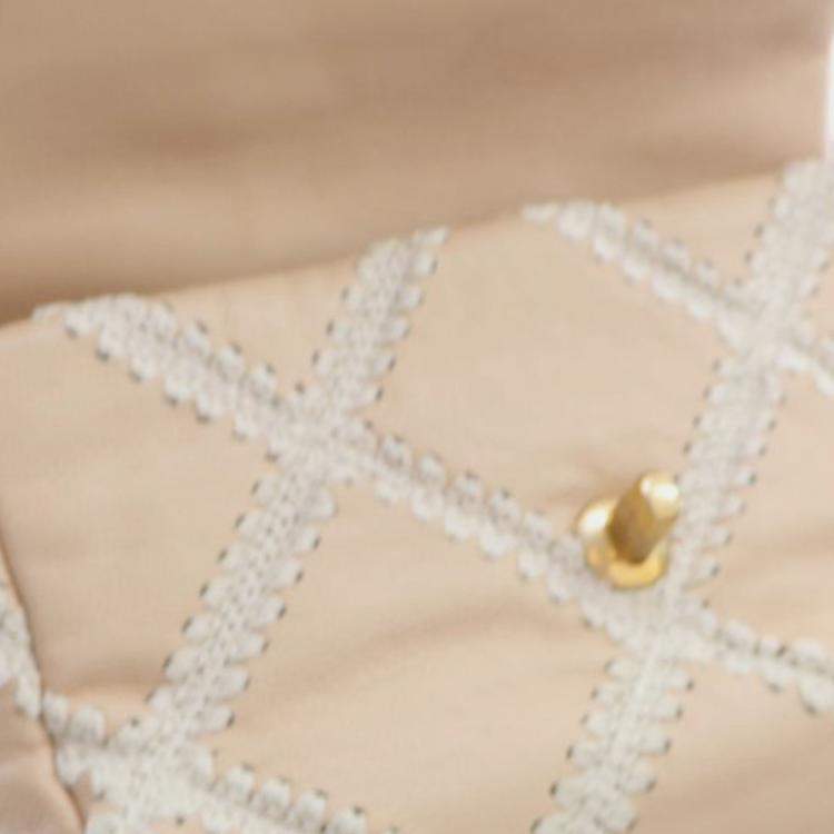 Pre Owned Chanel Brown White Medium Crochet Calfskin 19 Flap