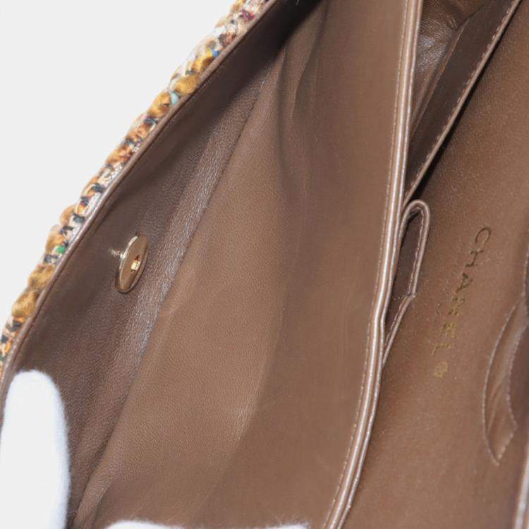 Pre Owned Chanel Brown Medium Classic Tweed Double Flap