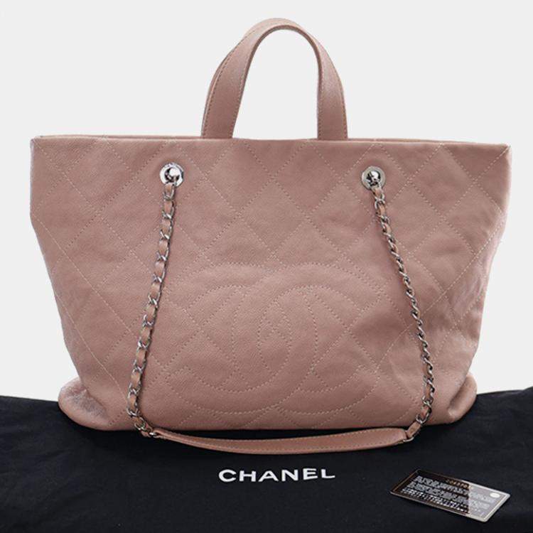 Pre Owned Chanel Brown Quilted Caviar Shopping Tote