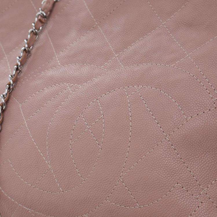 Pre Owned Chanel Brown Quilted Caviar Shopping Tote