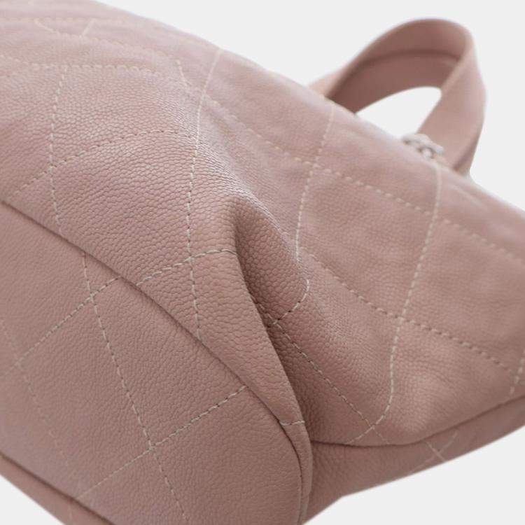 Pre Owned Chanel Brown Quilted Caviar Shopping Tote