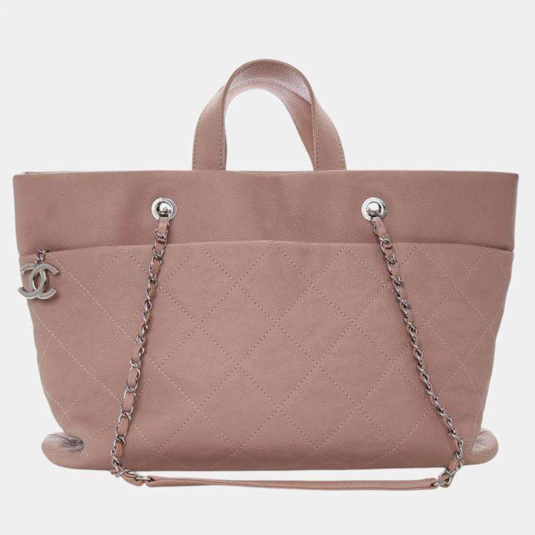 Pre Owned Chanel Brown Quilted Caviar Shopping Tote