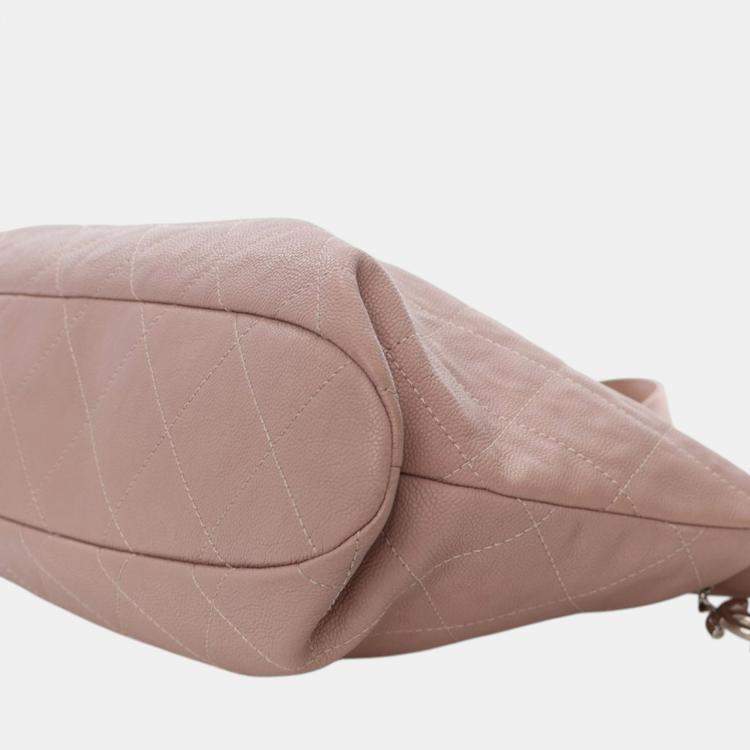 Pre Owned Chanel Brown Quilted Caviar Shopping Tote