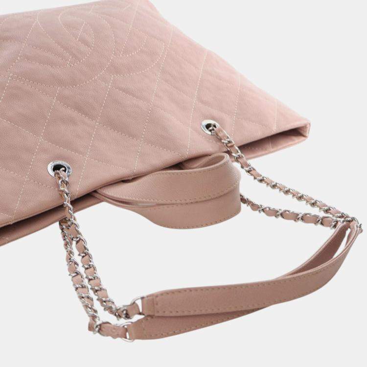 Pre Owned Chanel Brown Quilted Caviar Shopping Tote