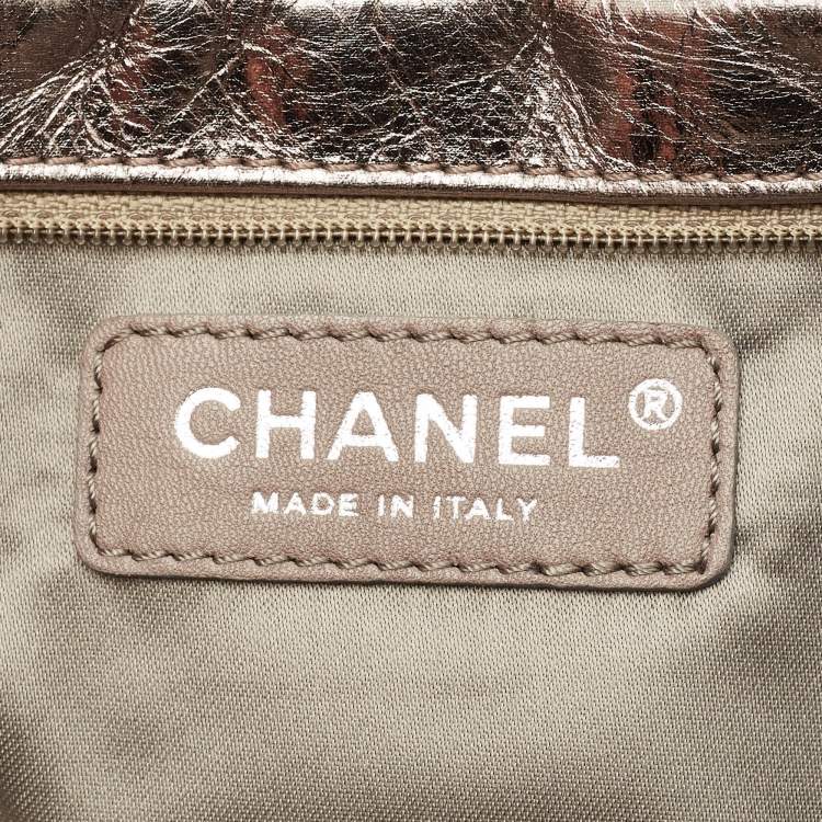 Pre Owned Chanel CC Fold Over Silver Chainmail Leather Clutch