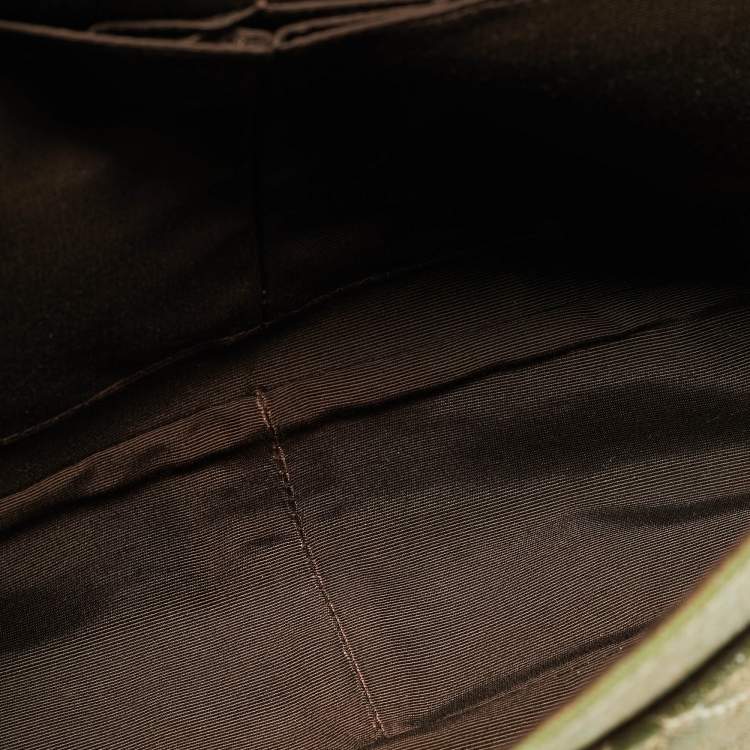 Pre Owned Chanel Reissue 2.55 227 Green/Gold Shimmering Quilted Denim Flap Bag