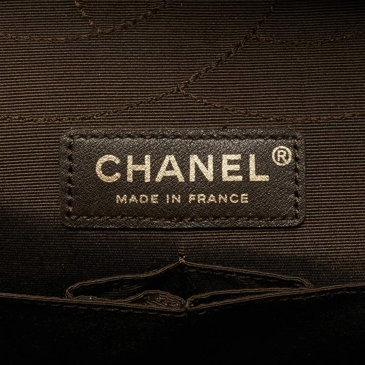 Pre Owned Chanel Reissue 2.55 227 Green/Gold Shimmering Quilted Denim Flap Bag