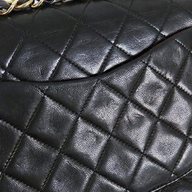 Pre Owned Chanel Black Small Classic Lambskin Double Flap