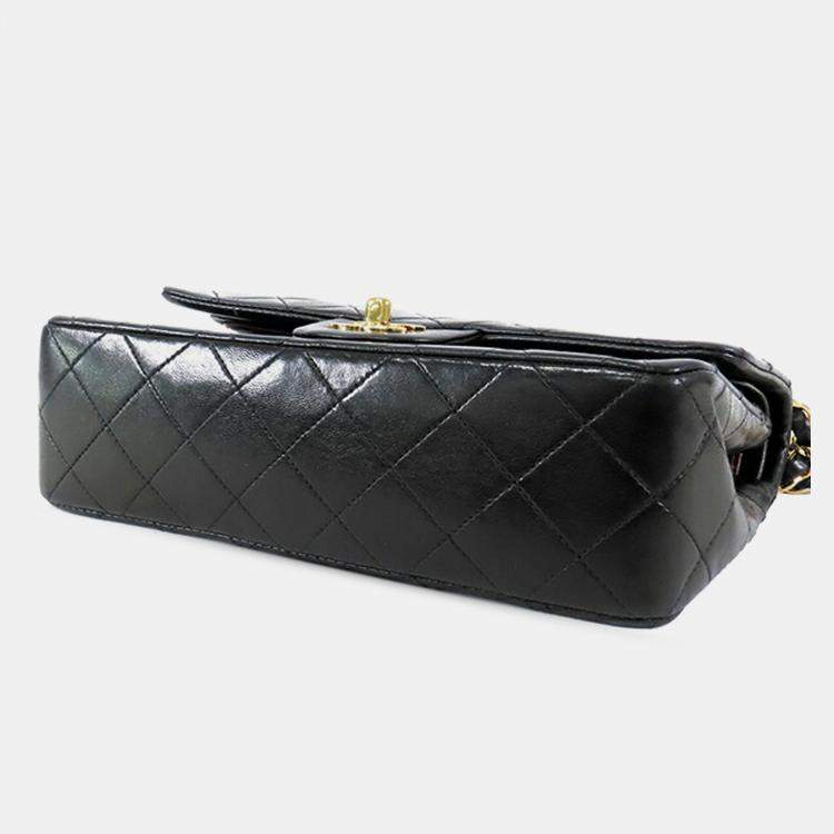 Pre Owned Chanel Black Small Classic Lambskin Double Flap