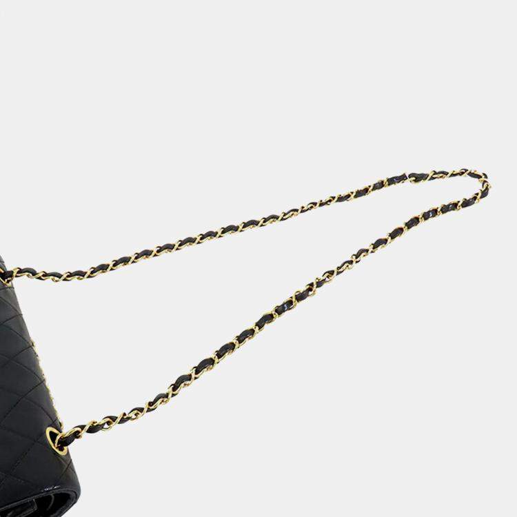 Pre Owned Chanel Black Small Classic Lambskin Double Flap