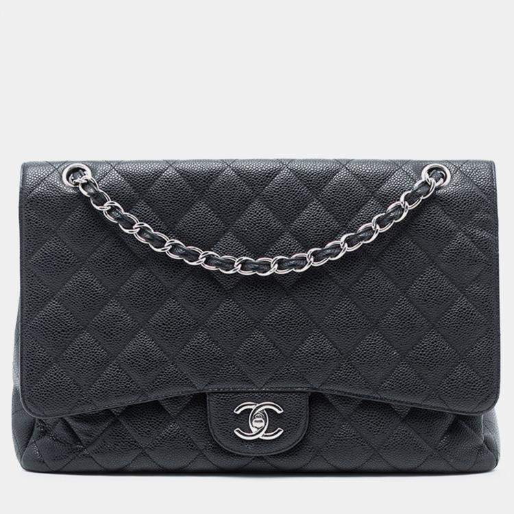 Pre Owned Chanel Black Maxi Classic Caviar Single Flap