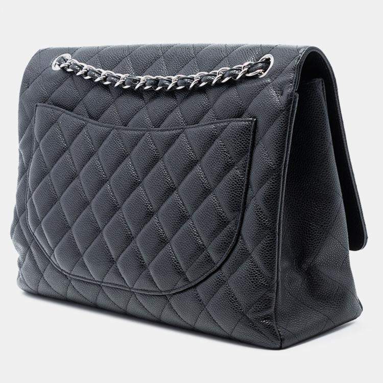 Pre Owned Chanel Black Maxi Classic Caviar Single Flap