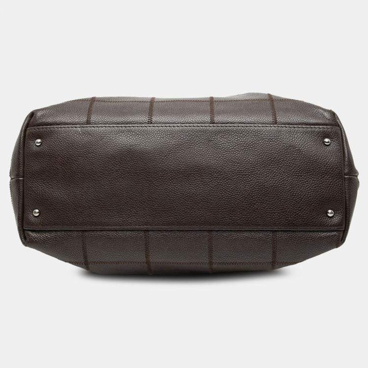Pre Owned Chanel Brown Chocolate Bar Stitched Caviar Tote
