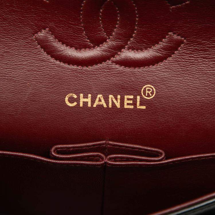 Pre Owned Chanel Black Small Classic Lambskin Double Flap