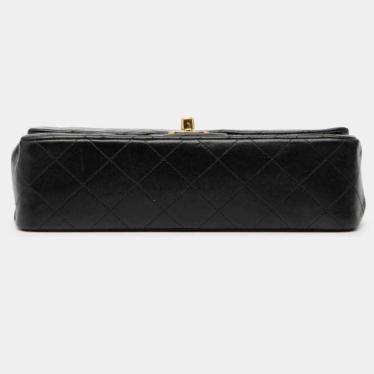 Pre Owned Chanel Black Small Classic Lambskin Double Flap