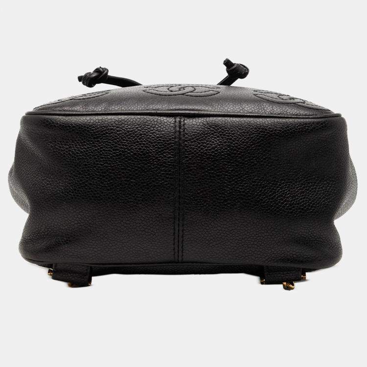 Pre Owned Chanel Black Caviar Triple CC Backpack