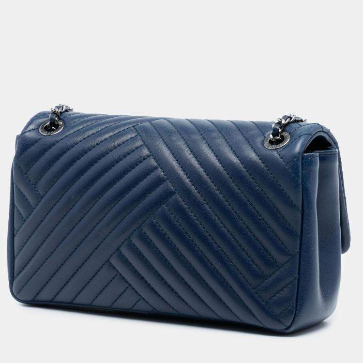 Pre Owned Chanel Blue Small Lambskin CC Crossing Flap
