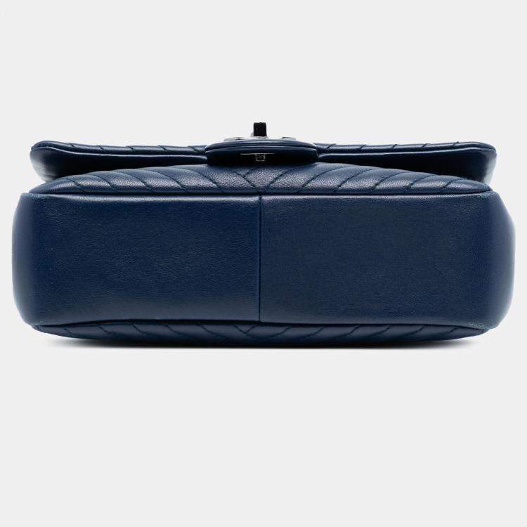 Pre Owned Chanel Blue Small Lambskin CC Crossing Flap