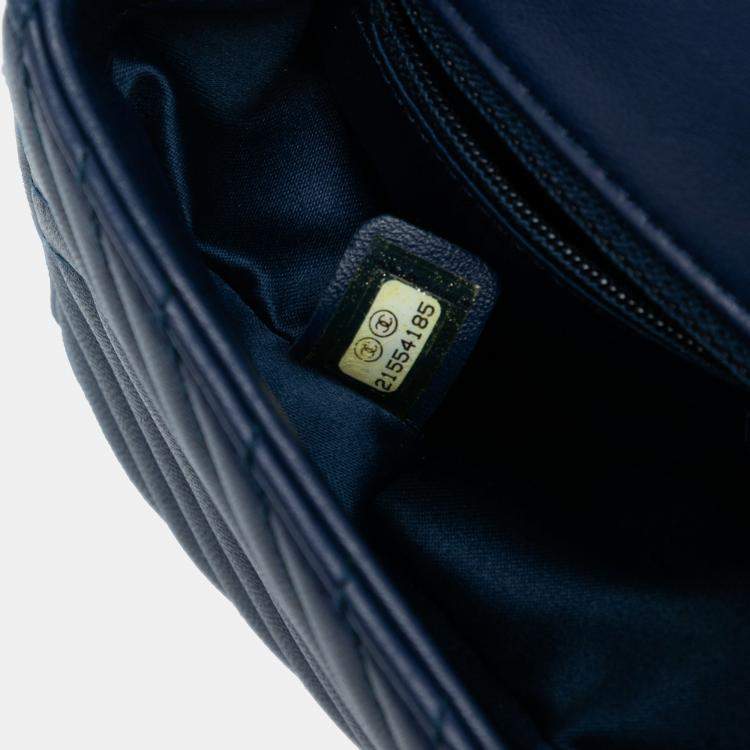 Pre Owned Chanel Blue Small Lambskin CC Crossing Flap