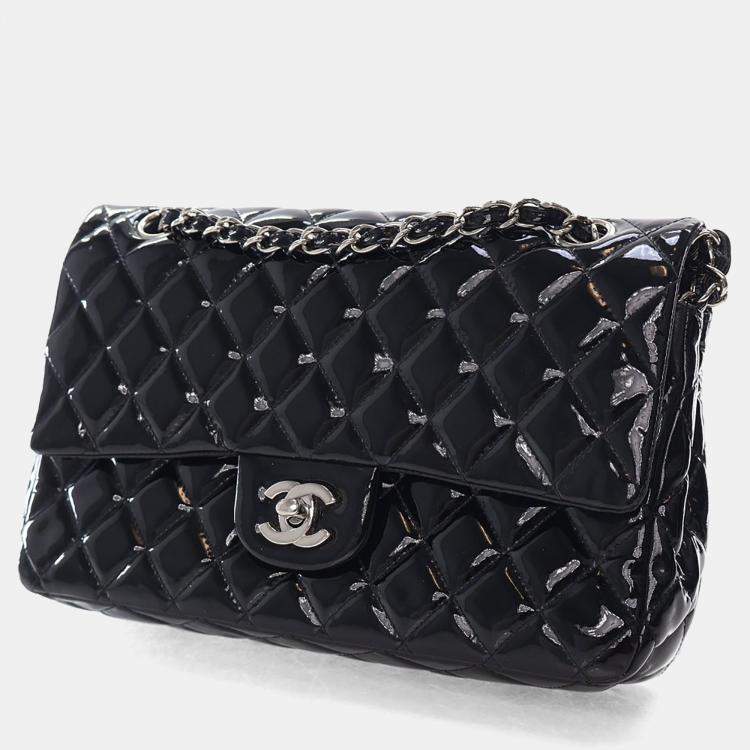 Pre Owned Chanel Medium Patent Classic Double Flap Bag