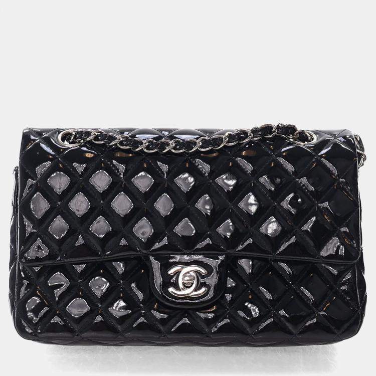 Pre Owned Chanel Medium Patent Classic Double Flap Bag