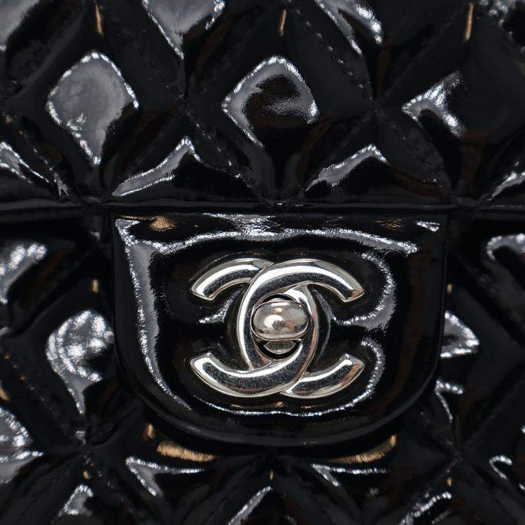 Pre Owned Chanel Medium Patent Classic Double Flap Bag