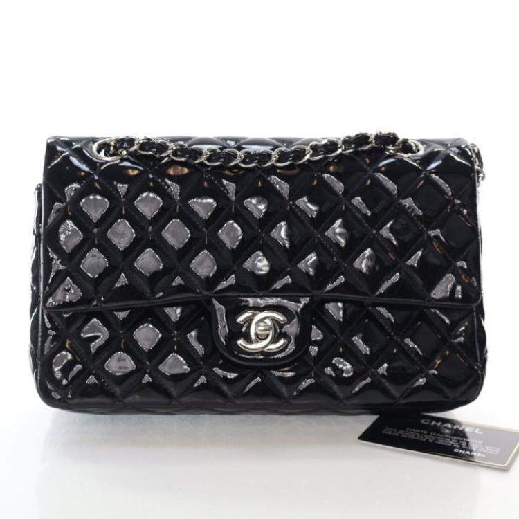 Pre Owned Chanel Medium Patent Classic Double Flap Bag