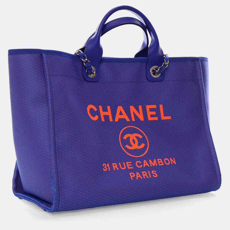 Pre Owned Chanel Large Blue Canvas Deauville Tote