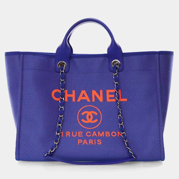 Pre Owned Chanel Large Blue Canvas Deauville Tote