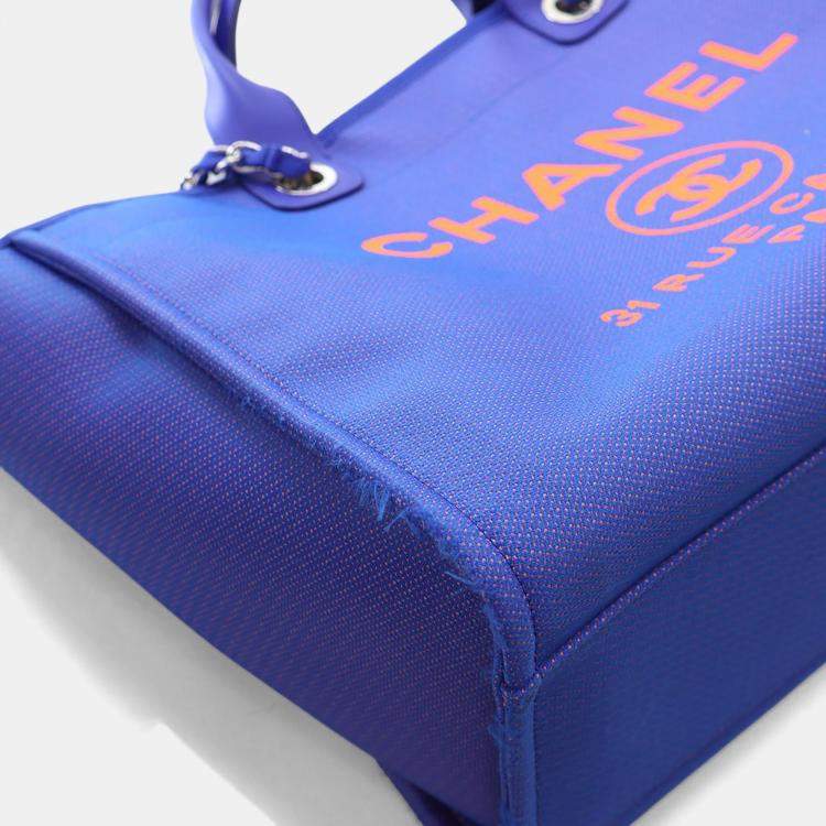 Pre Owned Chanel Large Blue Canvas Deauville Tote