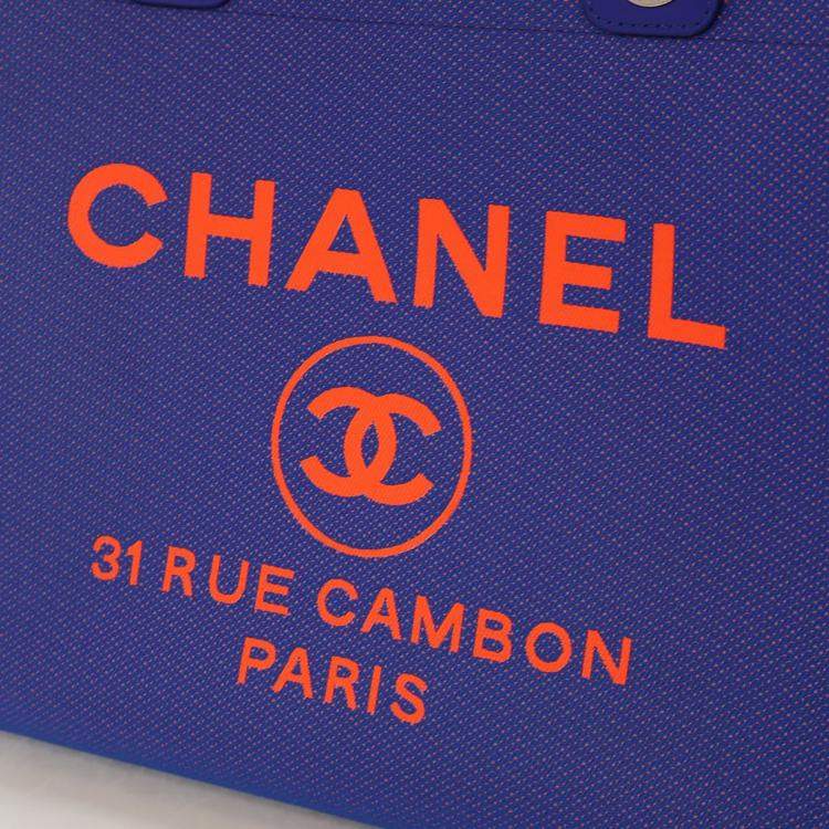 Pre Owned Chanel Large Blue Canvas Deauville Tote