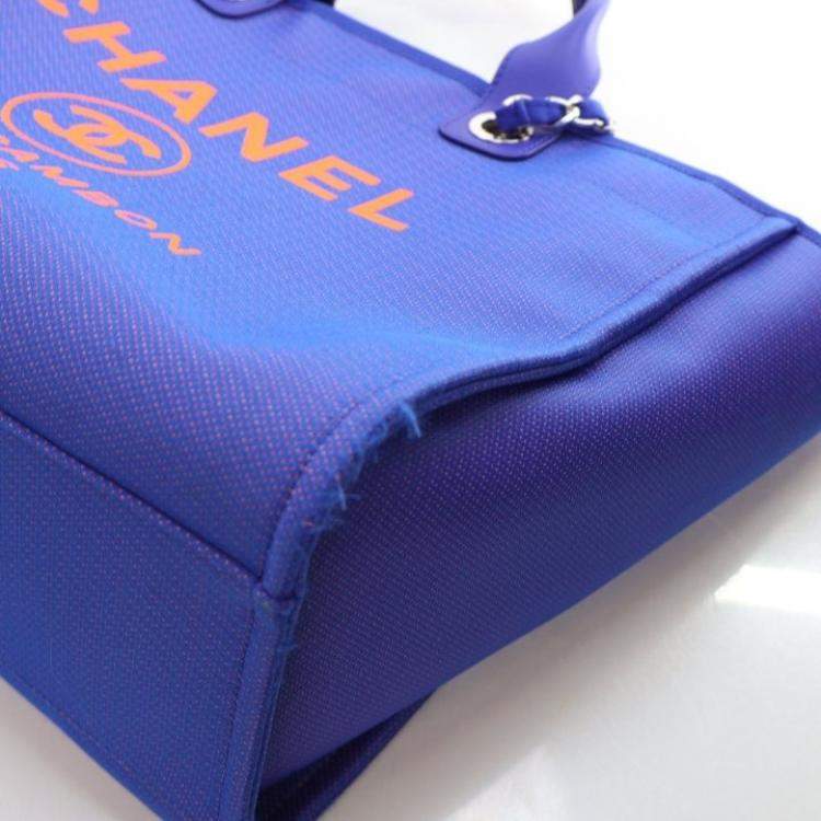 Pre Owned Chanel Large Blue Canvas Deauville Tote