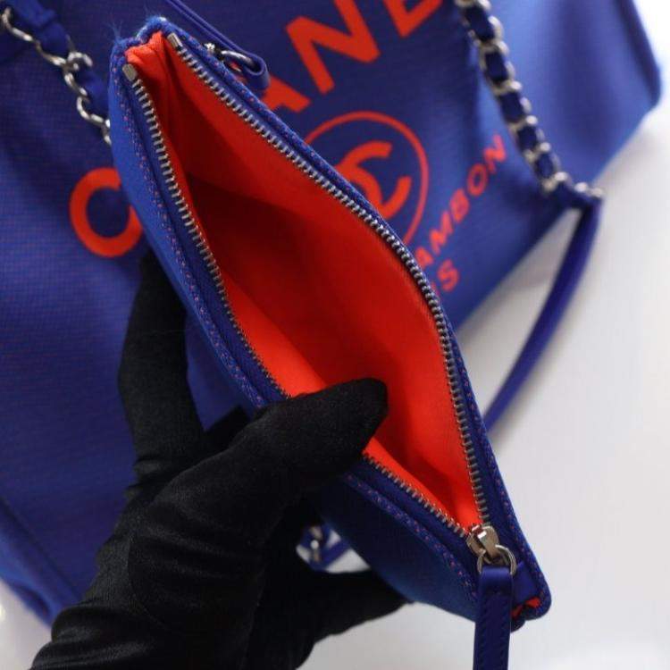 Pre Owned Chanel Large Blue Canvas Deauville Tote
