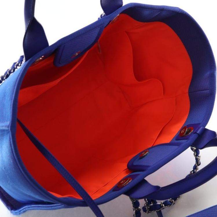 Pre Owned Chanel Large Blue Canvas Deauville Tote