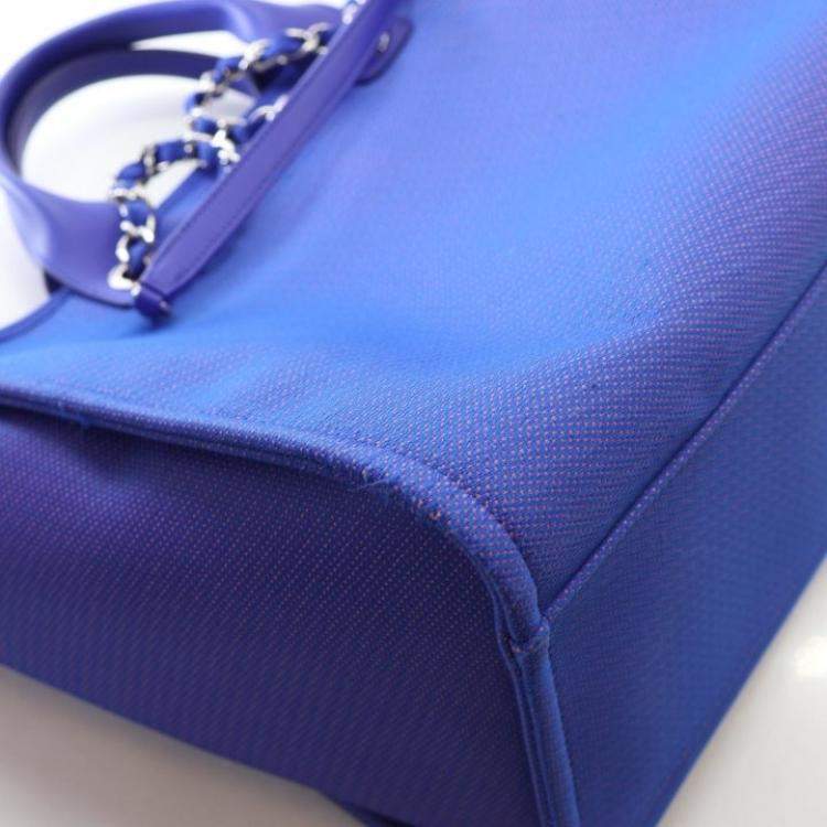 Pre Owned Chanel Large Blue Canvas Deauville Tote