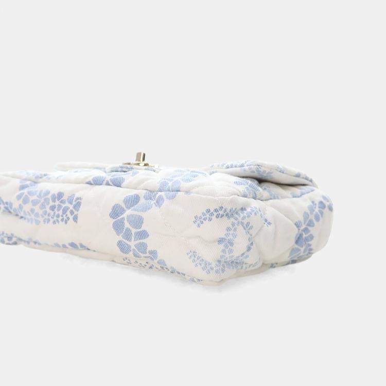 Pre Owned Chanel Small Blue/White Denim Coco Beach Flap Bag