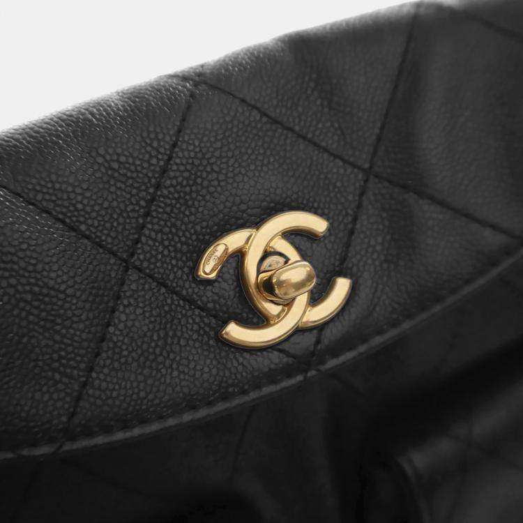 Pre Owned Chanel Black Caviar Hobo Messenger