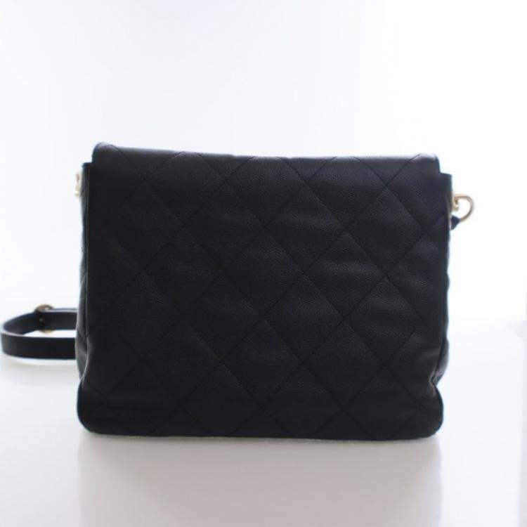 Pre Owned Chanel Black Caviar Hobo Messenger