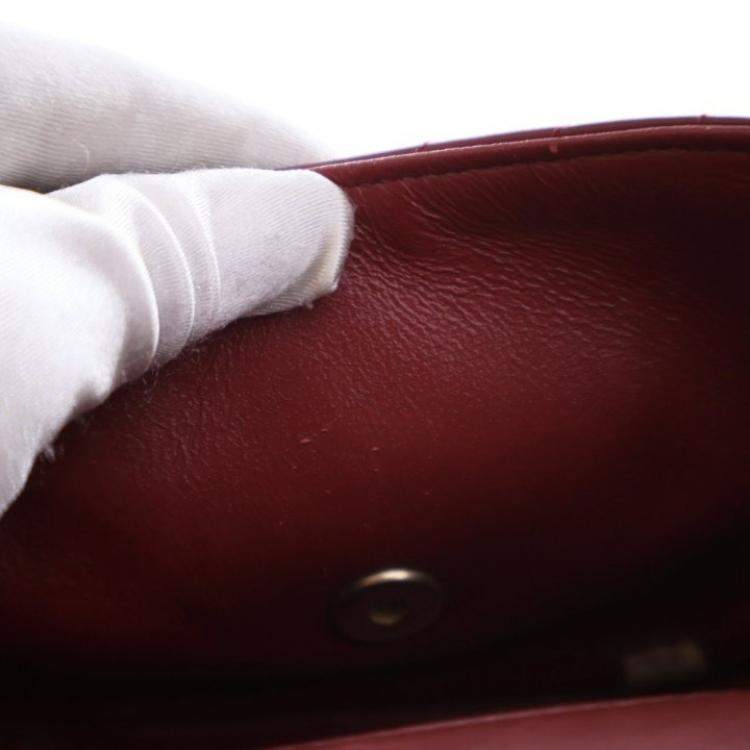 Pre Owned Chanel Mini Red Lambskin Reversed Round Flap Bag