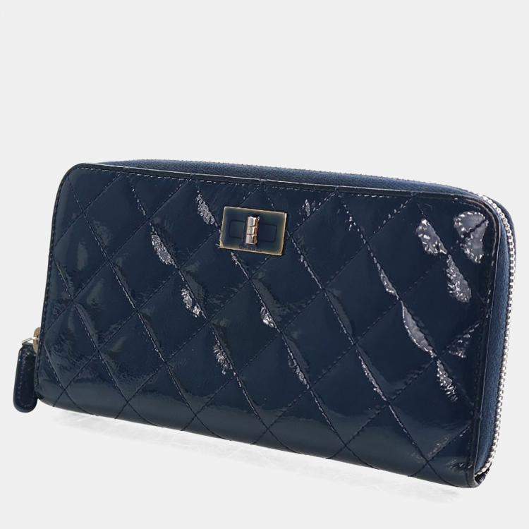 Pre Owned Chanel Blue Patent Reissue Wallet