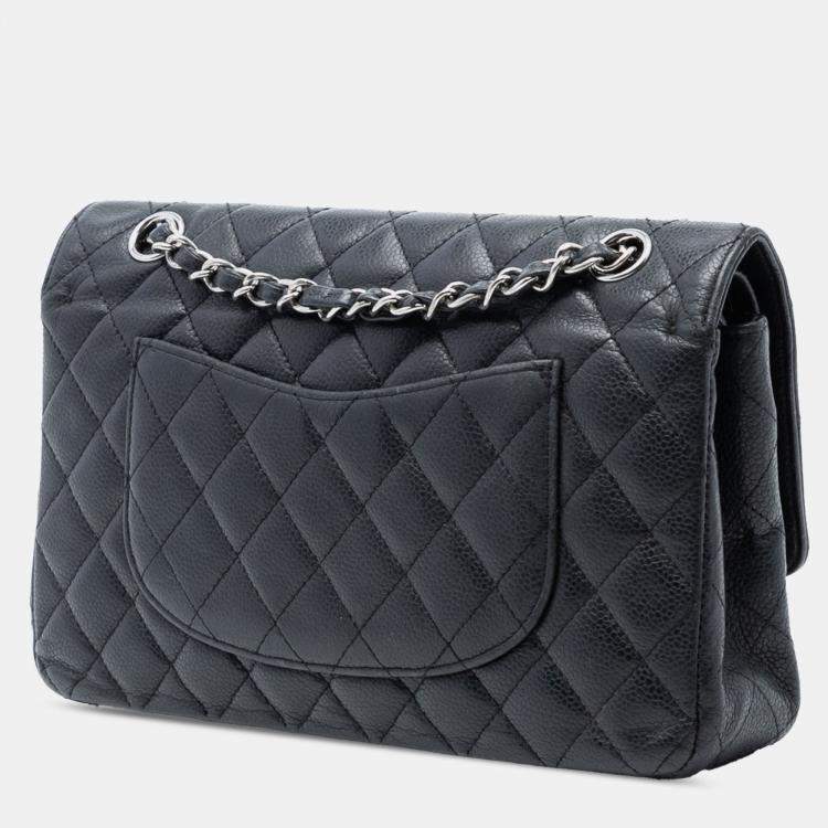 Pre Owned Chanel Black Medium Classic Caviar Double Flap