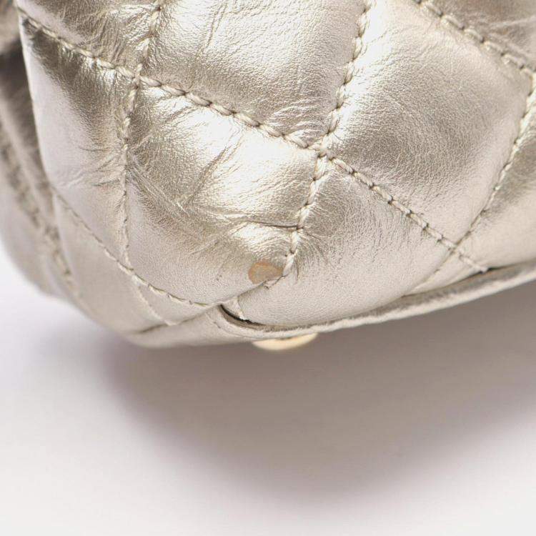 Pre Owned Chanel Coco Handle Flap Matelasse Handbag Leather Silver