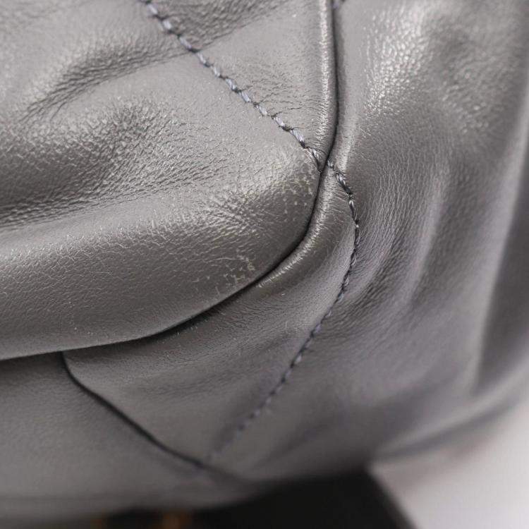 Pre Owned Chanel 19 Gray Lambskin Leather Shoulder Bag