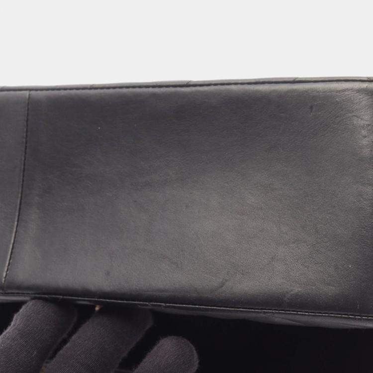 Pre Owned Chanel Coco Mark Large Black Lambskin Leather Shoulder Bag