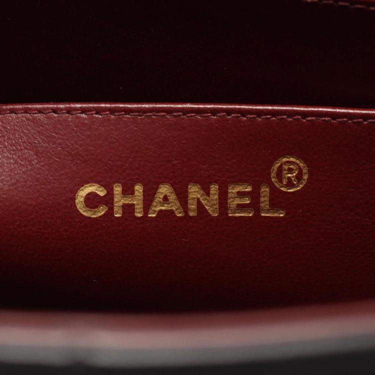 Pre Owned Chanel Coco Mark Large Black Lambskin Leather Shoulder Bag