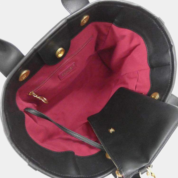 Pre Owned Chanel Deauville Black Leather Tote Bag