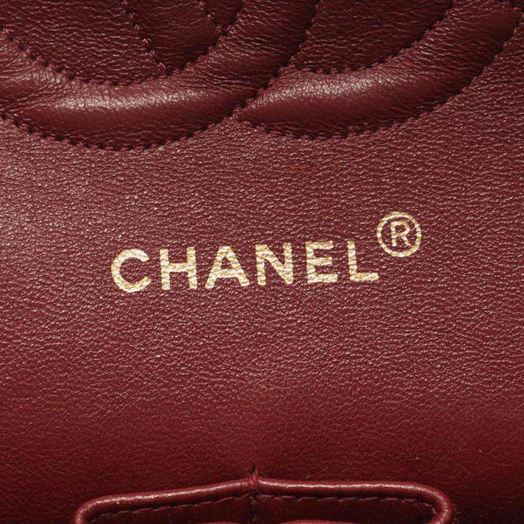 Pre Owned Chanel Classic Double Flap Black Lambskin Leather Shoulder Bag