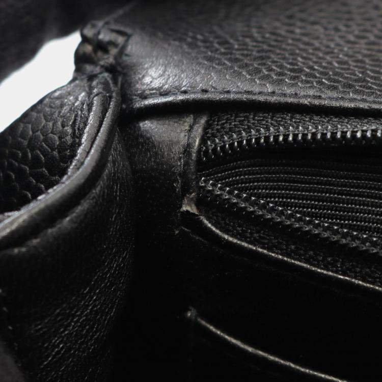 Pre Owned Chanel Black Caviar Grained Calfskin Leather Top Handle Bag