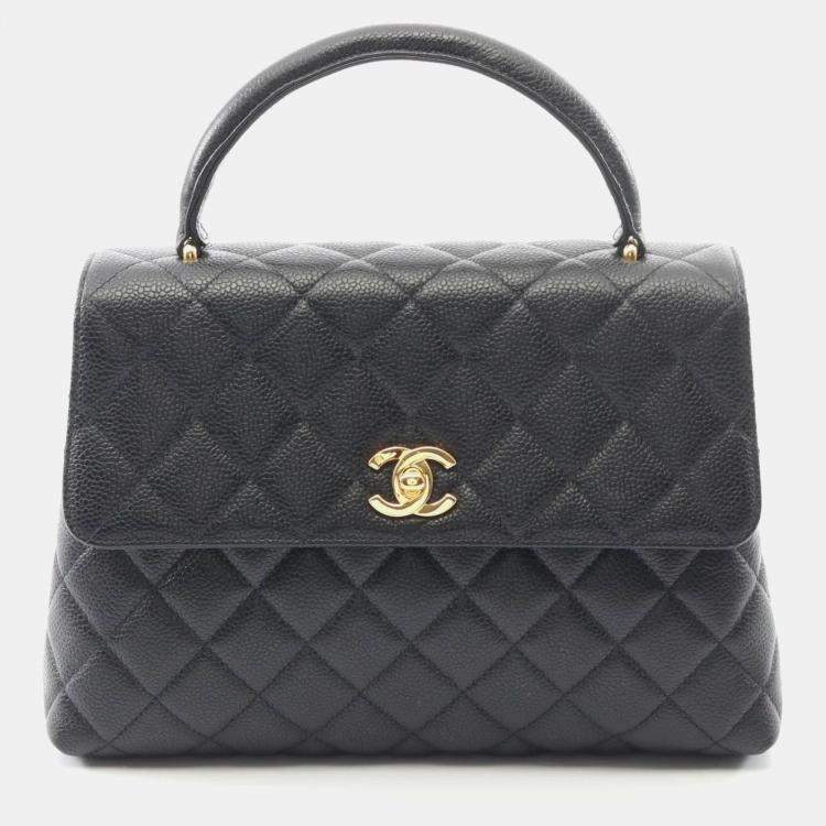 Pre Owned Chanel Black Caviar Grained Calfskin Leather Top Handle Bag